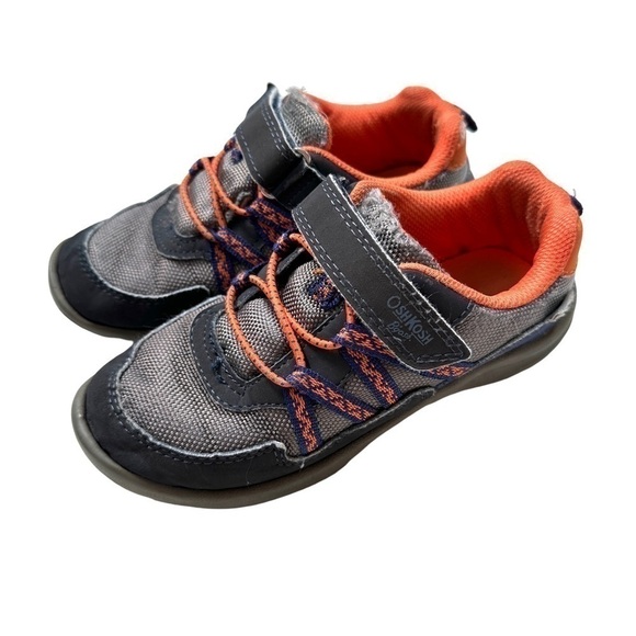 ⭐️ 5 for $25 Oshkosh B’Gosh Grey Blue & Orange Velcro Sneakers 13 M Kids - Picture 2 of 10